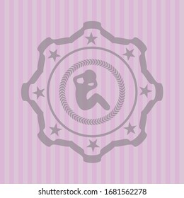 icono crujiente dentro del emblema rosa estilo retro