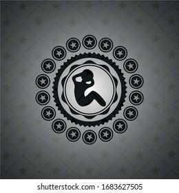 icono crujiente dentro del emblema negro estilo retro