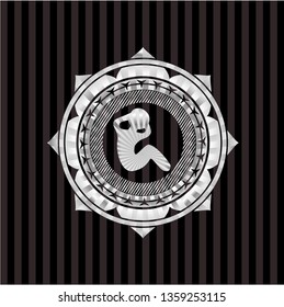crunch icon inside silver emblem or badge