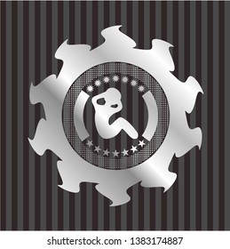 crunch icon inside silver emblem or badge