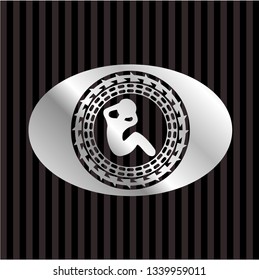 crunch icon inside silver shiny badge