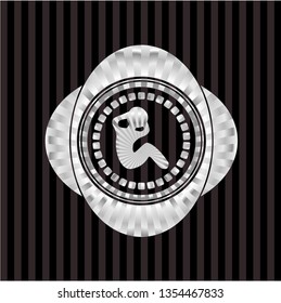 crunch icon inside silvery emblem or badge