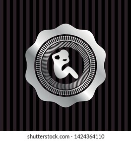 crunch icon inside silvery emblem or badge