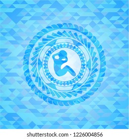 crunch icon inside sky blue mosaic emblem