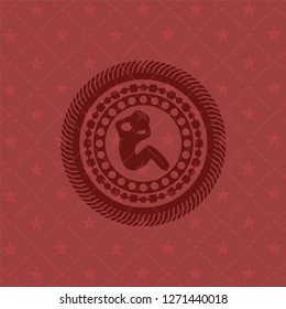 crunch icon inside vintage red emblem