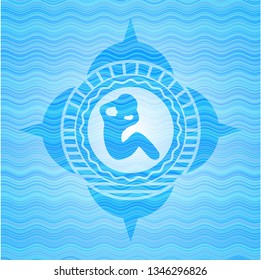 crunch icon inside water emblem background.