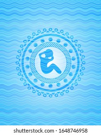 crunch icon inside water emblem background.