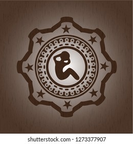 crunch icon inside wood emblem. Vintage.