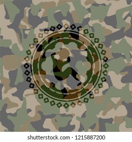 crunch icon on camo texture