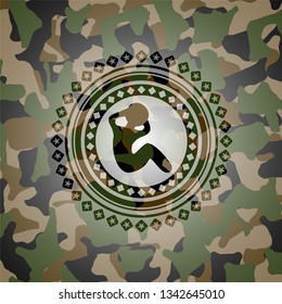 crunch icon on camouflage texture