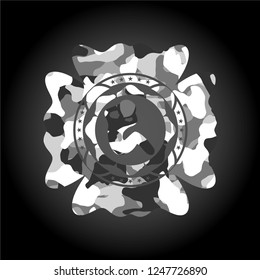 crunch icon on grey camouflaged texture