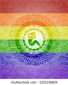 crunch icon on mosaic background with the colors of the LGBT flag