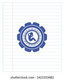 crunch icon pen effect. Blue ink. Vector Illustration. Detailed.