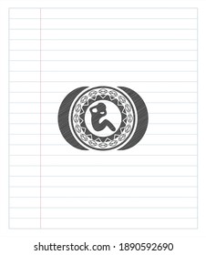 crunch icon pencil emblem. Vector Illustration. Detailed. 