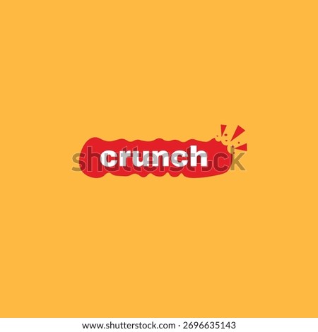 The "Crunch" logo features bold letters against a background that follows the shape of the lettering. A bite mark appears at the end of the logo, giving it a fun, energetic, and crunchy feel. 