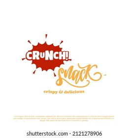 Crunch snack lettering logo design vector. for your brand or business