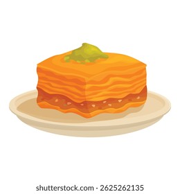 Crunchy baklava with pistachio paste on top, traditional middle eastern dessert