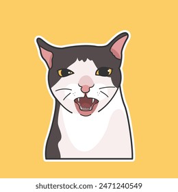 Crunchy Cat Meme Vector Cute Illustration