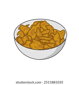 Crunchy Chips in Bowl Vector Illustration. Potato chips, fish chips.