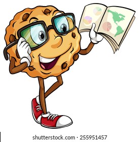 A crunchy cookie reading on a white background