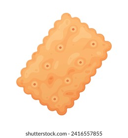 Crunchy Cracker Cookie as Dry Baked Flour Biscuit Vector Illustration