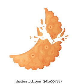 Crunchy Cracker Cookie as Dry Baked Flour Biscuit with Crumbs Vector Illustration