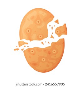 Crunchy Cracker Cookie as Dry Baked Flour Biscuit with Crumbs Vector Illustration