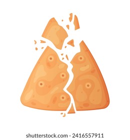 Crunchy Cracker Cookie as Dry Baked Flour Biscuit with Crumbs Vector Illustration