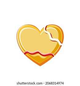 Crunchy cracker cookies flat vector illustrations set. Heart shaped crispy biscuits in style. Trafitional dry snacks isolated on white background. Healthy homemade pastries