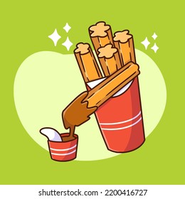 crunchy and crispy churros yummy snack collection doodle vector illustration