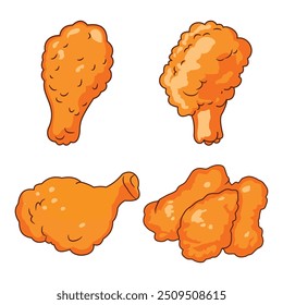 Galinha frita crocante Fast Junk Food Vetor Ilustração