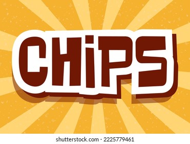 Crunchy crispy text, lettering quote hand drawn creative concept for your business. Chips modern style, product. Vector illustration.