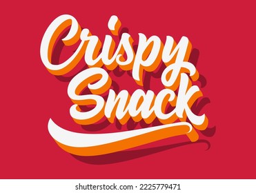 Crunchy crispy text, lettering quote hand drawn creative concept for your business. Chips modern style, product. Vector illustration.