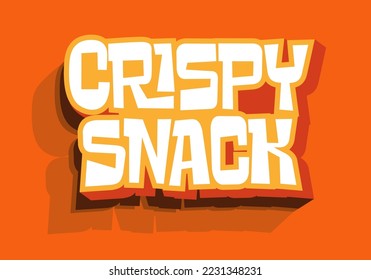 Crunchy crispy text, lettering quote hand drawn creative concept for your business. Chips modern style, product. Vector illustration.