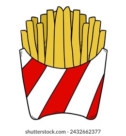 crunchy French fries illustration hand drawn colored vector drawing	