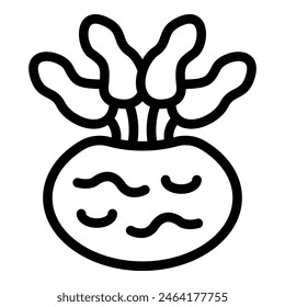 Crunchy kohlrabi icon outline vector. Vegan fresh turnip. German veggie cabbage