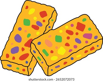Crunchy snack bars with colorful toppings