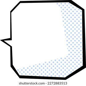 Crunchy square speech bubble, facing left, with light blue dot shadow