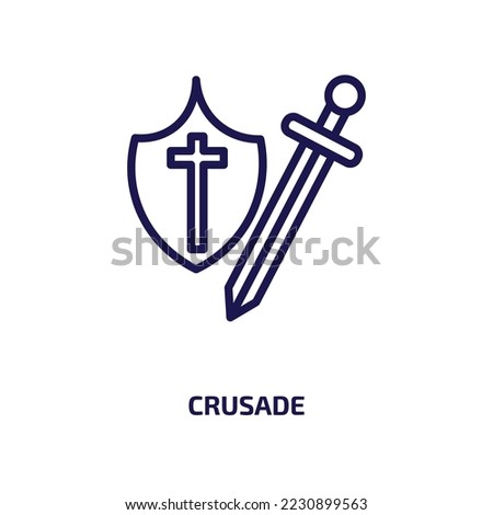 crusade icon from religion collection. Thin linear crusade, crusader, warrior outline icon isolated on white background. Line vector crusade sign, symbol for web and mobile