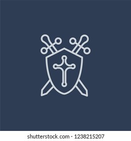 Crusade icon. Trendy flat vector line Crusade icon on dark blue background from Religion  collection. 