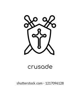 Crusade icon. Trendy modern flat linear vector Crusade icon on white background from thin line Religion collection, editable outline stroke vector illustration