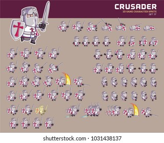 Crusader Cartoon Game Character Animation Sprite