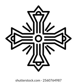 Crusader cross symbol icon in linear style 