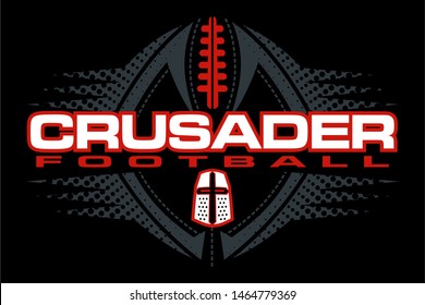 crusader football team design with helmet and ball for school, college or league