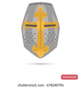 Crusader helmet color flat icon for web and mobile design