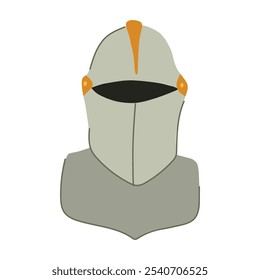 Kreuzfahrer Ritter Helm Cartoon. Visier Kettenhemd, Ritterlichkeit, Wappenwolke Kreuzritter Ritterhelm Zeichen. einzelne Symbol, Vektorgrafik