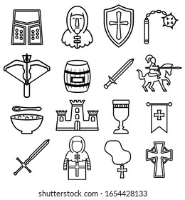 crusader knight set line icon