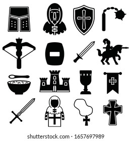 crusader knight set simple icon
