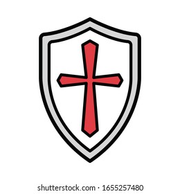 crusader knight shield flat icon