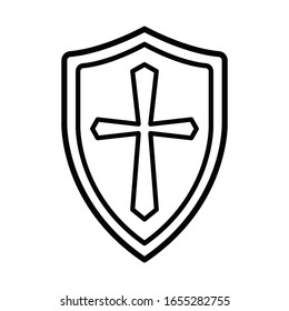 crusader knight shield line icon